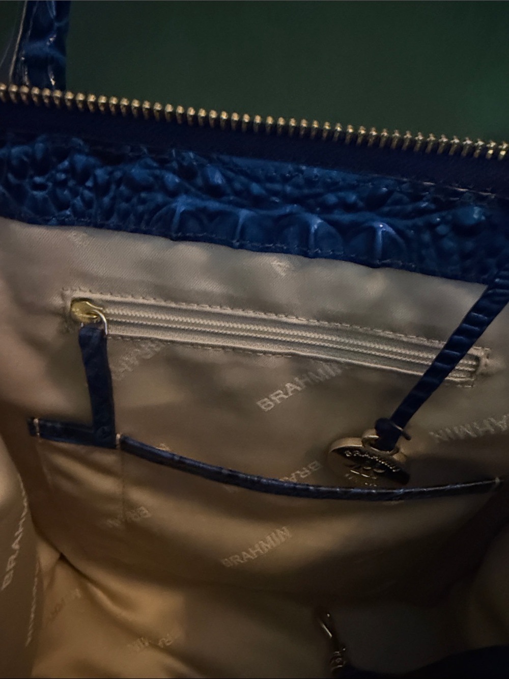 Brahmin Blue Trim Woven Satchel - Picture 12 of 13